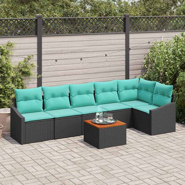 vidaXL Garden Sofa Set 7 pcs Black and turquoise