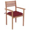 vidaXL Garden Chairs 2 pcs with Wine Red Cushions Solid Teak Wood