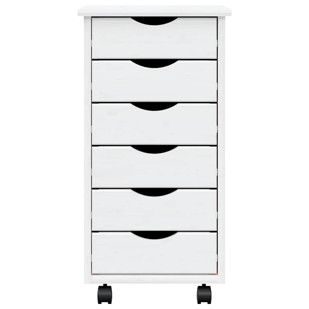 vidaXL Rolling Cabinet with Drawers MOSS White Solid Wood Pine
