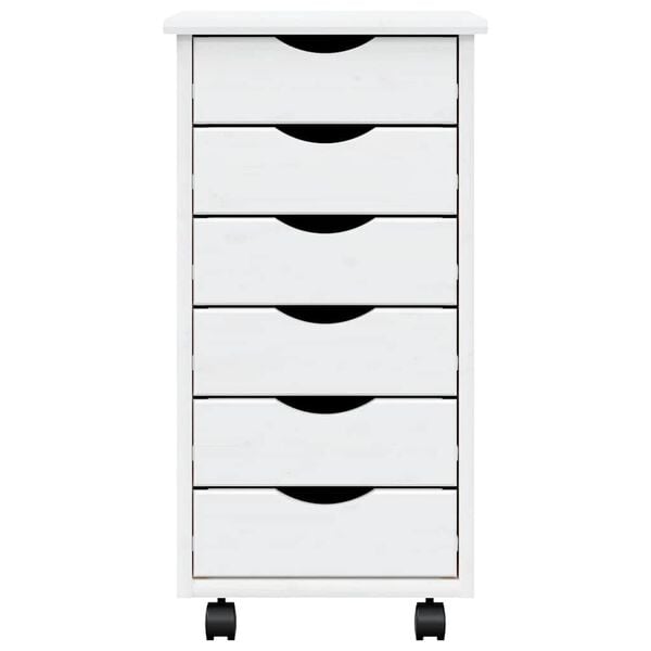 vidaXL Rolling Cabinet with Drawers MOSS White Solid Wood Pine