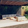 vidaXL 12 Piece Garden Lounge Set with Grey Cushions Pinewood