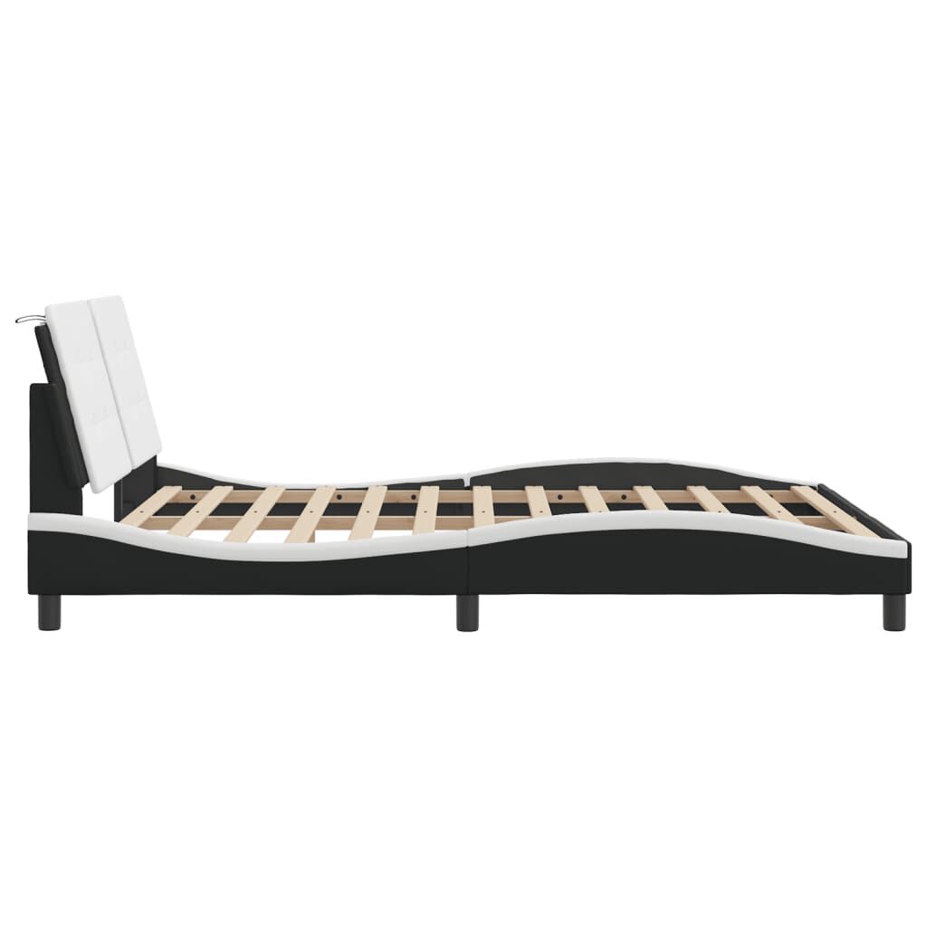 vidaXL Bed Frame with LED without Mattress Black and White 152x203 cm Queen