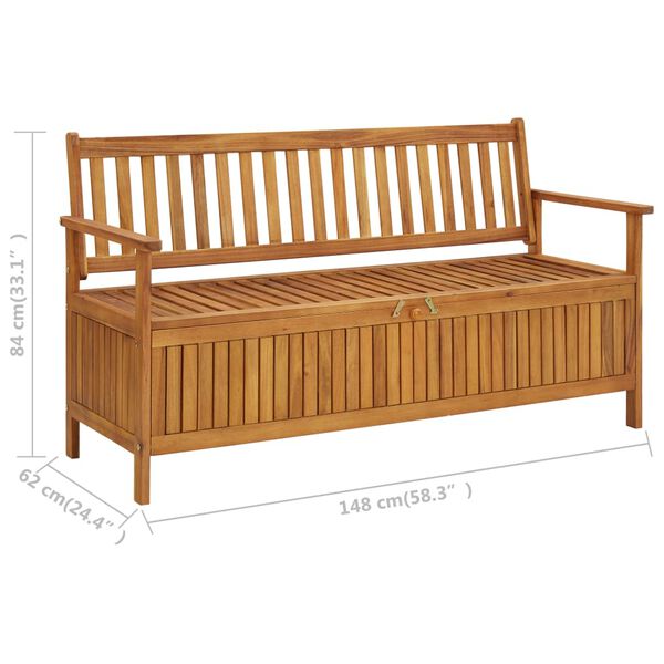 vidaXL Garden Storage Bench 148 cm Solid Acacia Wood