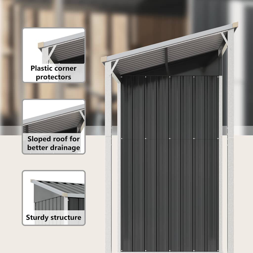 vidaXL Garden Shed with Extended Roof Anthracite 277x107x181 cm Steel
