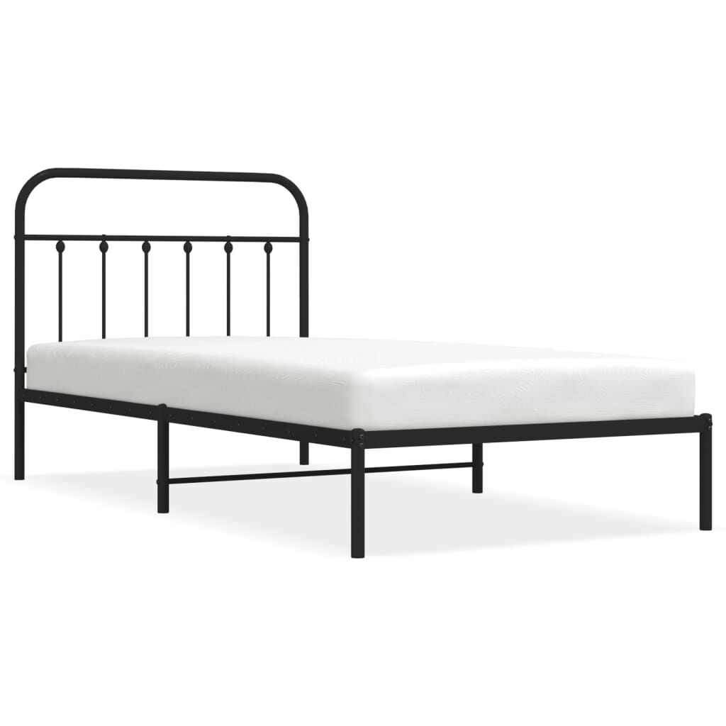 vidaXL Metal Bed Frame without Mattress with Headboard Black 100x200cm