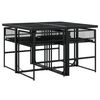 vidaXL 5 Piece Garden Dining Set with Cushions Black Poly Rattan