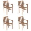 vidaXL Stackable Garden Chairs with Cushions 4 pcs Solid Teak Wood
