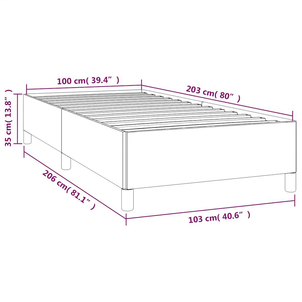 vidaXL Bed Frame without Mattress Light Grey 100x203 cm Twin XL Fabric