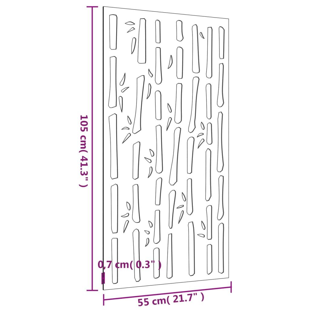 vidaXL Garden Wall Decoration 105x55 cm Corten Steel Bamboo Design