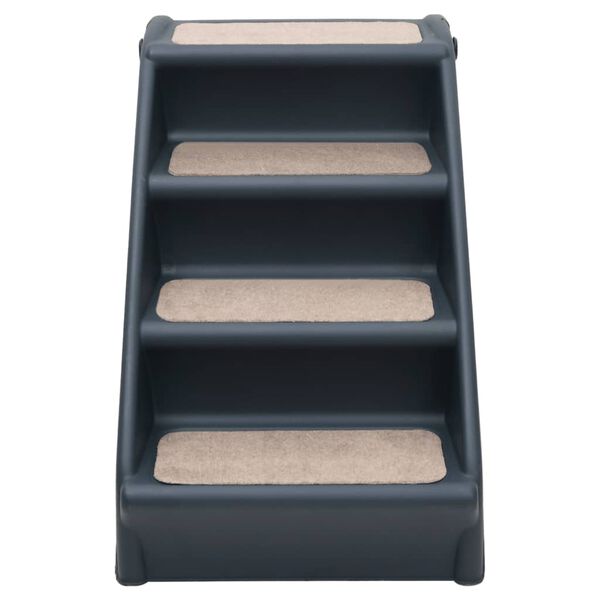 vidaXL Folding 4-Step Dog Stairs Dark Grey