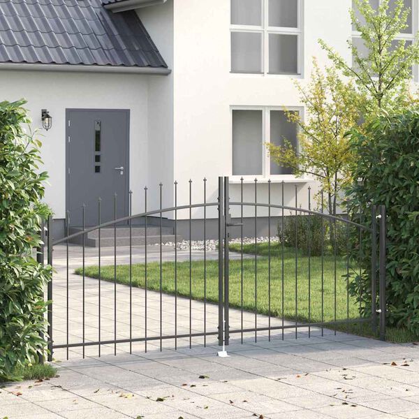 vidaXL Double Gate with Lock Grey 299.5 x 199.5 cm Steel