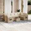 vidaXL 10 Piece Garden Sofa Set with Cushions Beige Poly Rattan