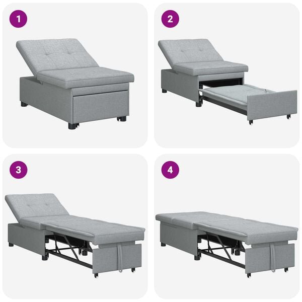 vidaXL 3-in-1 Sofa Bed - Pull-Out Design in Light Grey Fabric