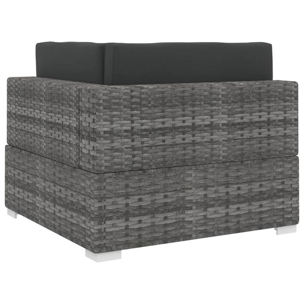 vidaXL Sectional Corner Chair with Cushions Poly Rattan grey