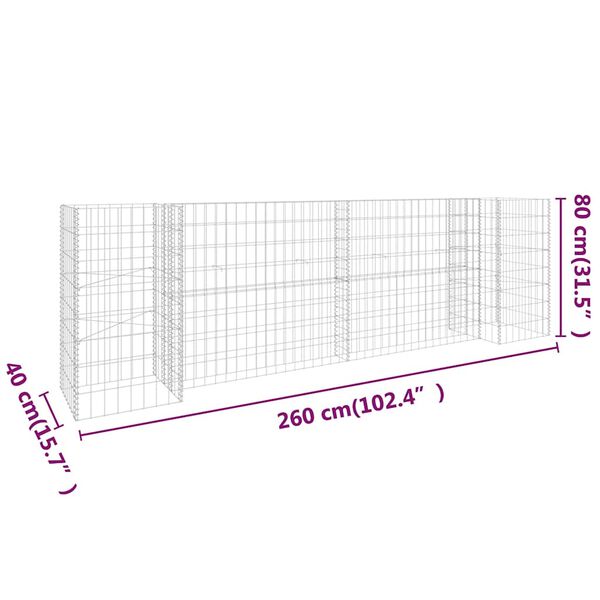 vidaXL H-Shaped Gabion Planter Steel Wire 260x40x80 cm