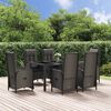 vidaXL 7 Piece Garden Dining Set with Cushions Black Poly Rattan