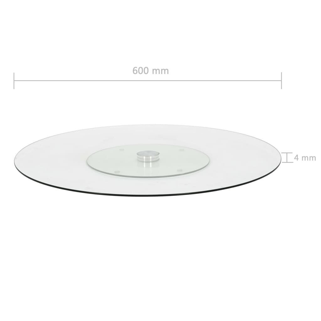 vidaXL Rotating Serving Plate Transparent 60 cm Tempered Glass