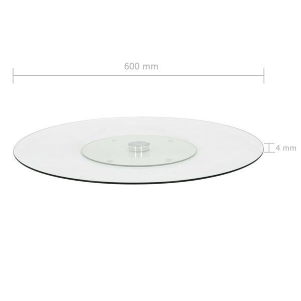 vidaXL Rotating Serving Plate Transparent 60 cm Tempered Glass