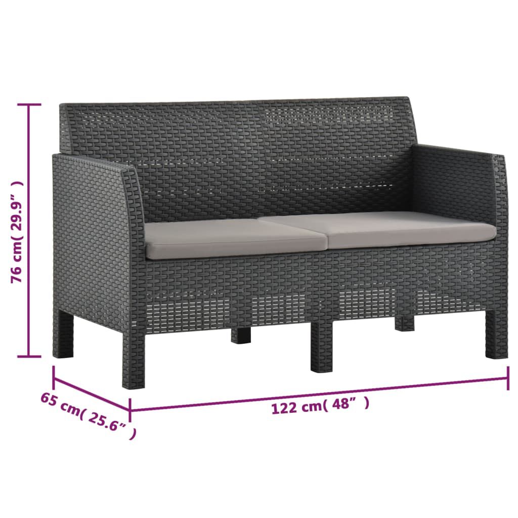 vidaXL 2 Piece Garden Lounge Set with Cushions PP Rattan Anthracite