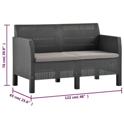 vidaXL 2 Piece Garden Lounge Set with Cushions PP Rattan Anthracite