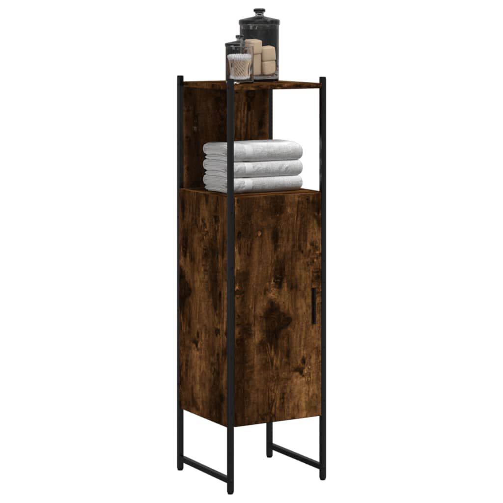 vidaXL Bathroom Cabinet Smoked Oak 33x33x120.5 cm Engineered Wood