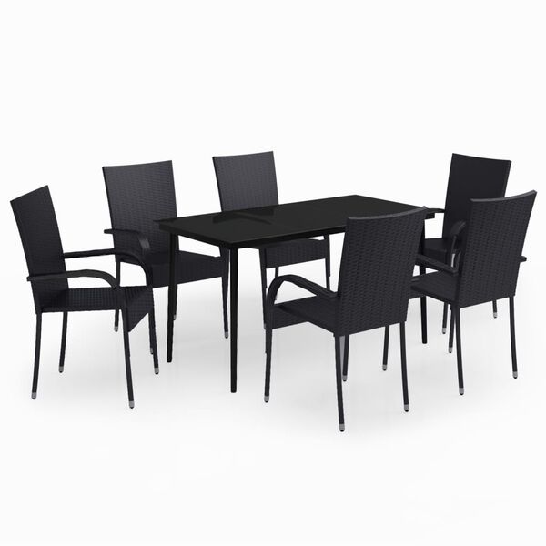 vidaXL 7 Piece Garden Dining Set Black