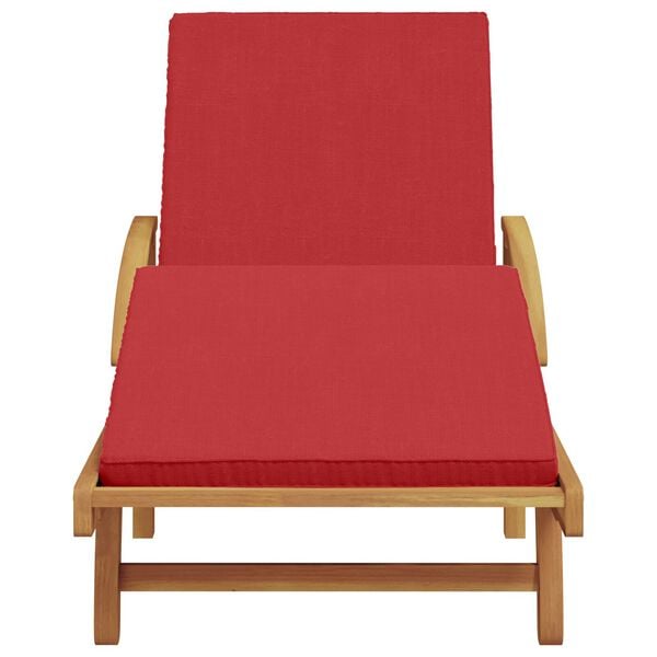 vidaXL Folding Sun Lounger with Wheels & Cushion Red Solid Wood Acacia