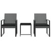 vidaXL 3 piece Garden Dining Set with Cushions Dark Grey PP Rattan