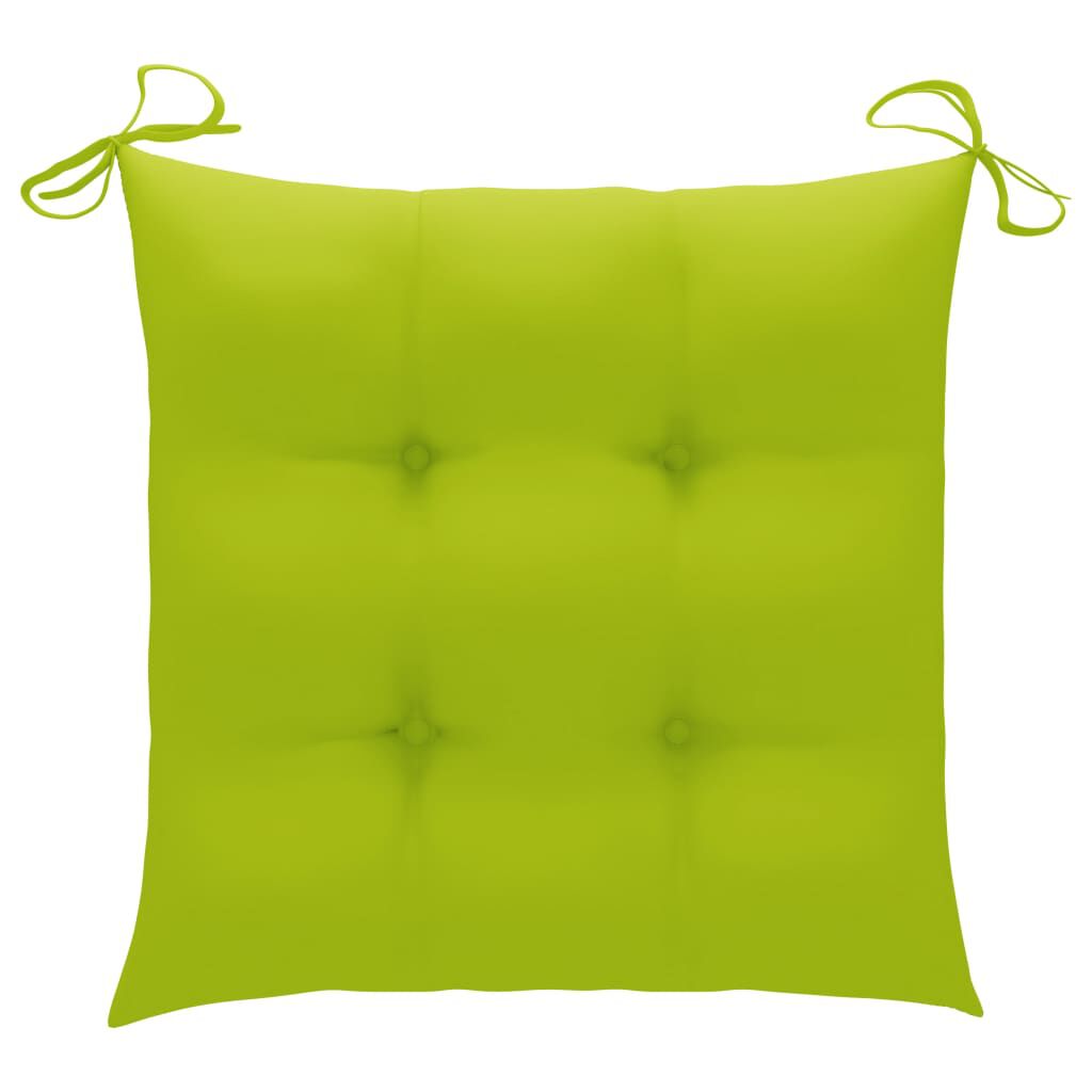 vidaXL Garden Chairs 2 pcs with Bright Green Cushions Solid Teak Wood
