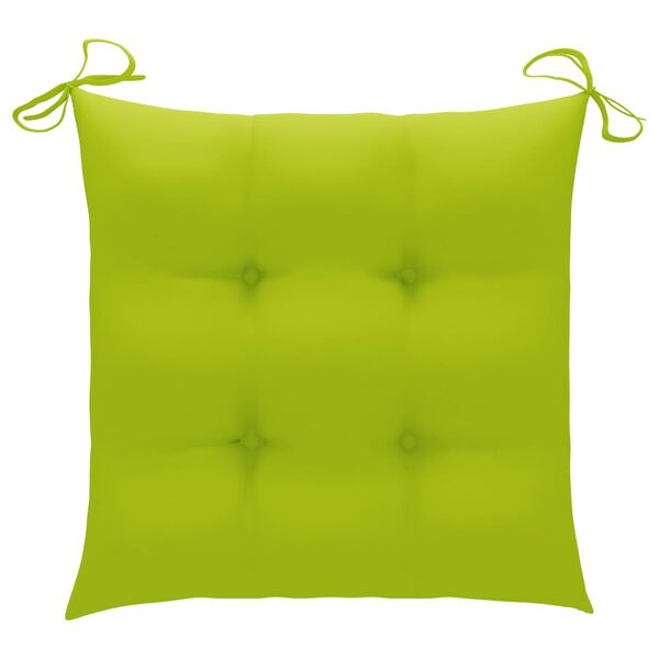 vidaXL Garden Chairs 2 pcs with Bright Green Cushions Solid Teak Wood