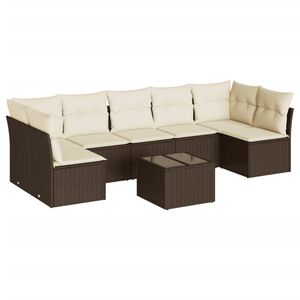 vidaXL 8 Piece Garden Sofa Set with Cushions Brown Poly Rattan