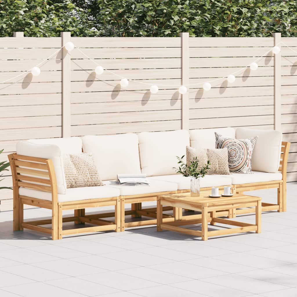 vidaXL 4 Piece Garden Lounge Set with Cushions Solid Wood Acacia