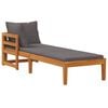 vidaXL Sun Lounger with 1 Armrest Dark Grey Solid Acacia Wood
