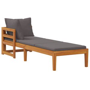 vidaXL Sun Lounger with 1 Armrest Dark Grey Solid Acacia Wood