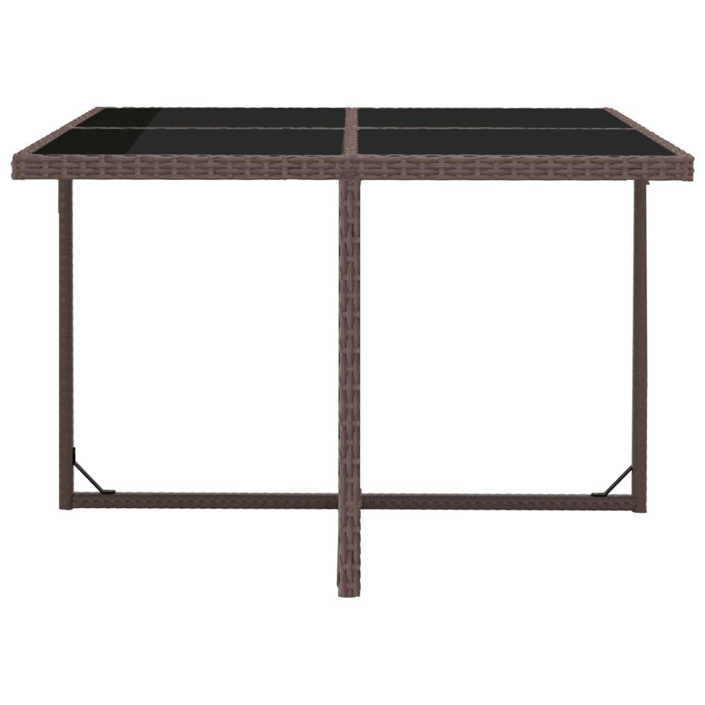 vidaXL 5 Piece Outdoor Dining Set with Cushions Poly Rattan Brown