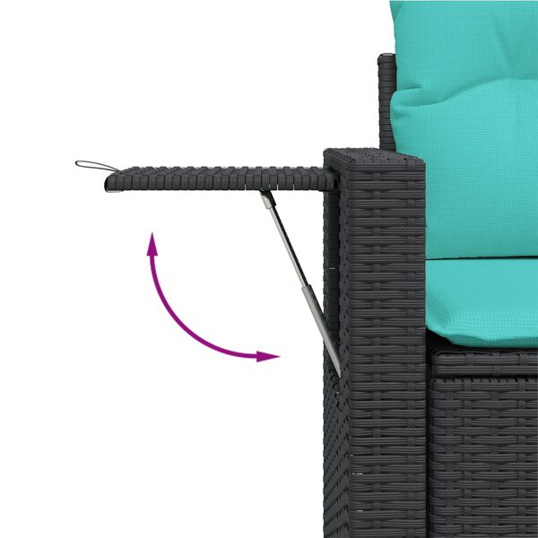 vidaXL 8 Piece Garden Sofa Set with Cushions Black Poly Rattan