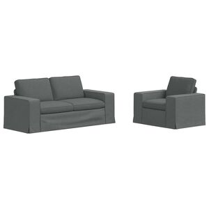 vidaXL Sofa 2 pcs Dark Grey 182 x 80 x 82 cm Fabric