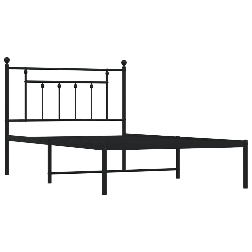 vidaXL Metal Bed Frame without Mattress with Headboard Black 100x200cm