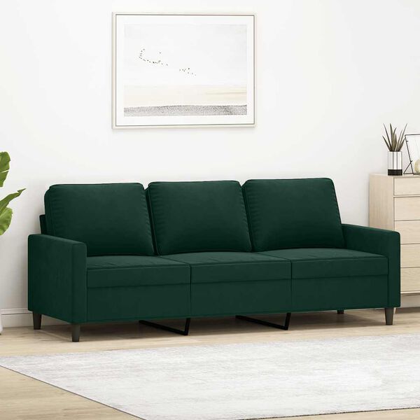 vidaXL 3-Seater Sofa Dark Green 180 cm Velvet