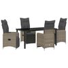 vidaXL Garden Dining Set with Cushion 5 pcs Grey Poly Rattan