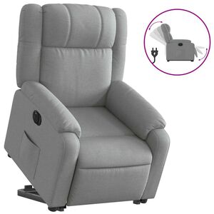 vidaXL Electric Stand up Recliner Chair Light Grey Fabric