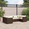 vidaXL 6 Piece Garden Lounge Set with Cushions Brown Poly Rattan