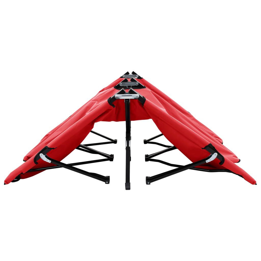 vidaXL Two Person Folding Sun Lounger Red Steel