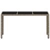 vidaXL Garden Table with Glass Top Light Grey 150x90x75 cm Poly Rattan