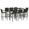 vidaXL 9 Piece Garden Bar Set Black Poly Rattan