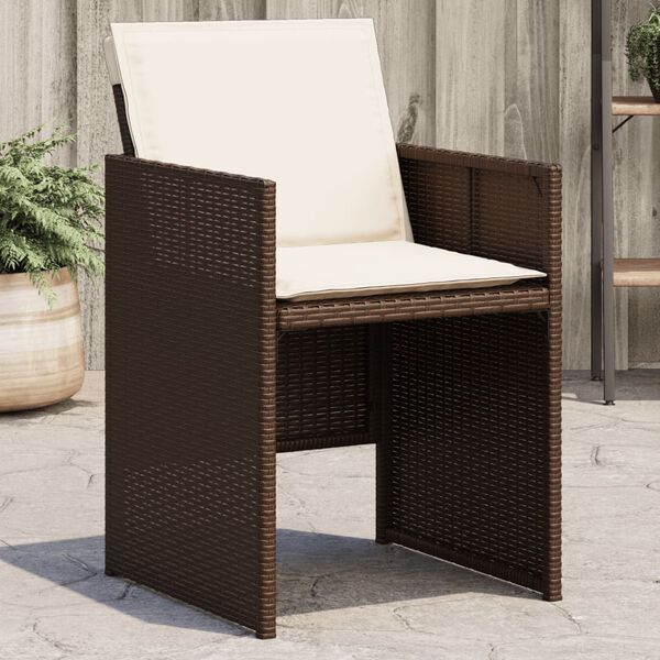 vidaXL Garden Chairs with Cushions 4 pcs Brown Poly Rattan