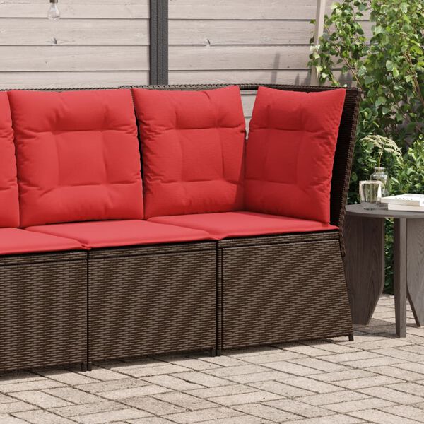 vidaXL Garden Sofa Corner with Cushions Brown Poly Rattan