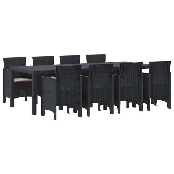 vidaXL Garden Dining Set 9 pcs Anthracite Polt rattan