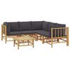 vidaXL 6 Piece Garden Lounge Set with Dark Grey Cushions Bamboo