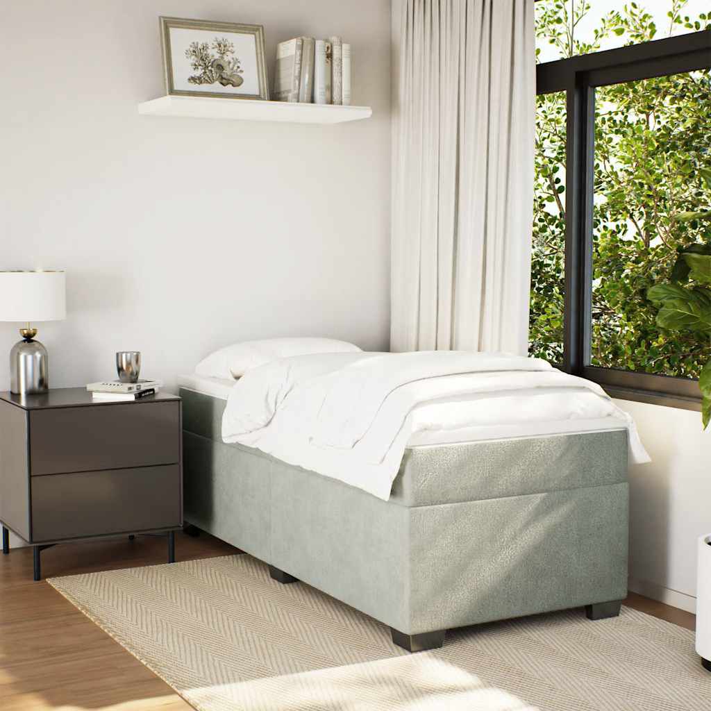 vidaXL Box Spring Bed with Mattress Light Grey Twin XL Velvet